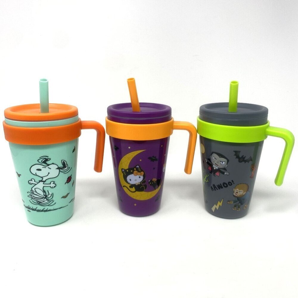 Target Halloween Zak Kids Tumbler Hello Kitty Peanuts Monsters Theme 16 Fl Oz
